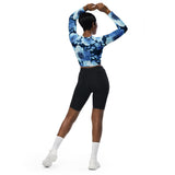 Recycled long-sleeve crop top Night Flowers