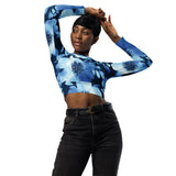 Recycled long-sleeve crop top Night Flowers