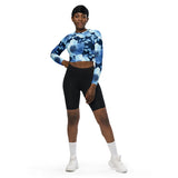 Recycled long-sleeve crop top Night Flowers