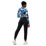 Recycled long-sleeve crop top Night Flowers