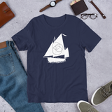 Short-Sleeve Unisex T-Shirt White Boat Logo