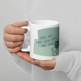 White glossy mug Coffee and Jesus