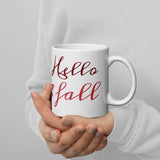 White glossy mug Hello Fall