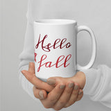 White glossy mug Hello Fall
